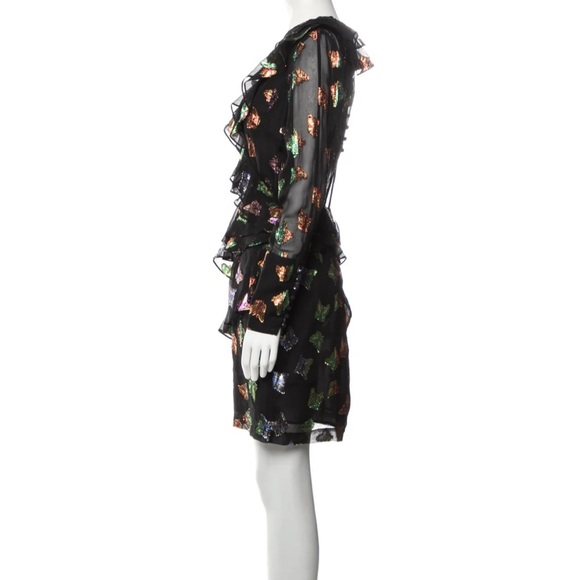 The Kooples Silk Ruffle Butterfly Bomb Mini Long Sleeve Dress - Picture 15 of 16